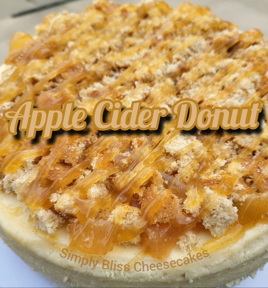 Simply Bliss Apple Cider Donut cheesecake photographed by the bakery