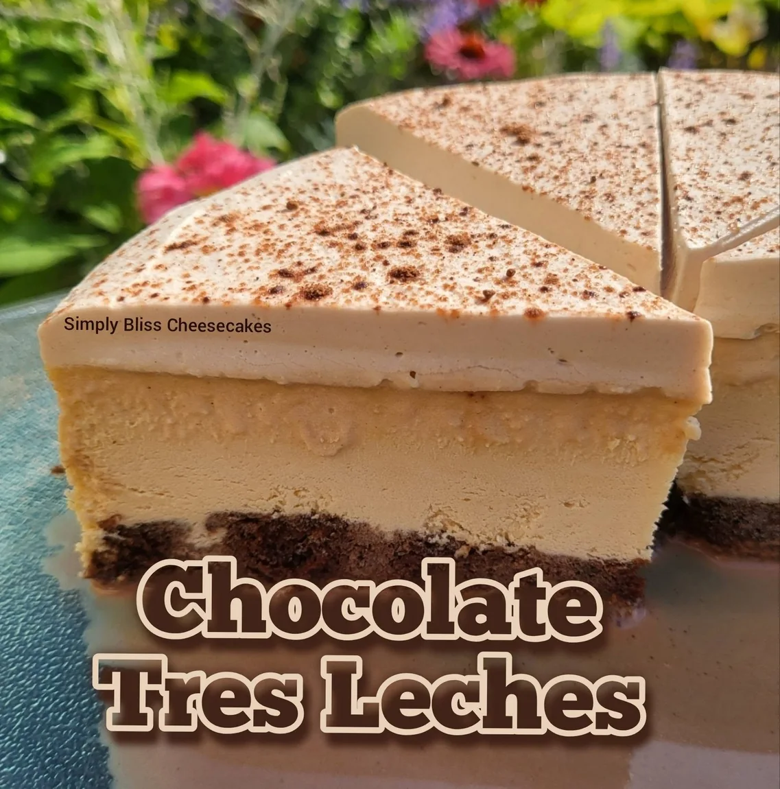 Simply Bliss Chocolate Tres Leches cheesecake photographed by the bakery