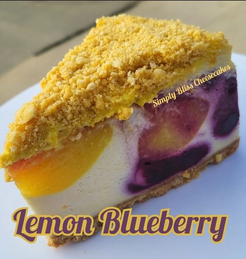 Simply Bliss Lemon Blueberry cheesecake photographed by the bakery