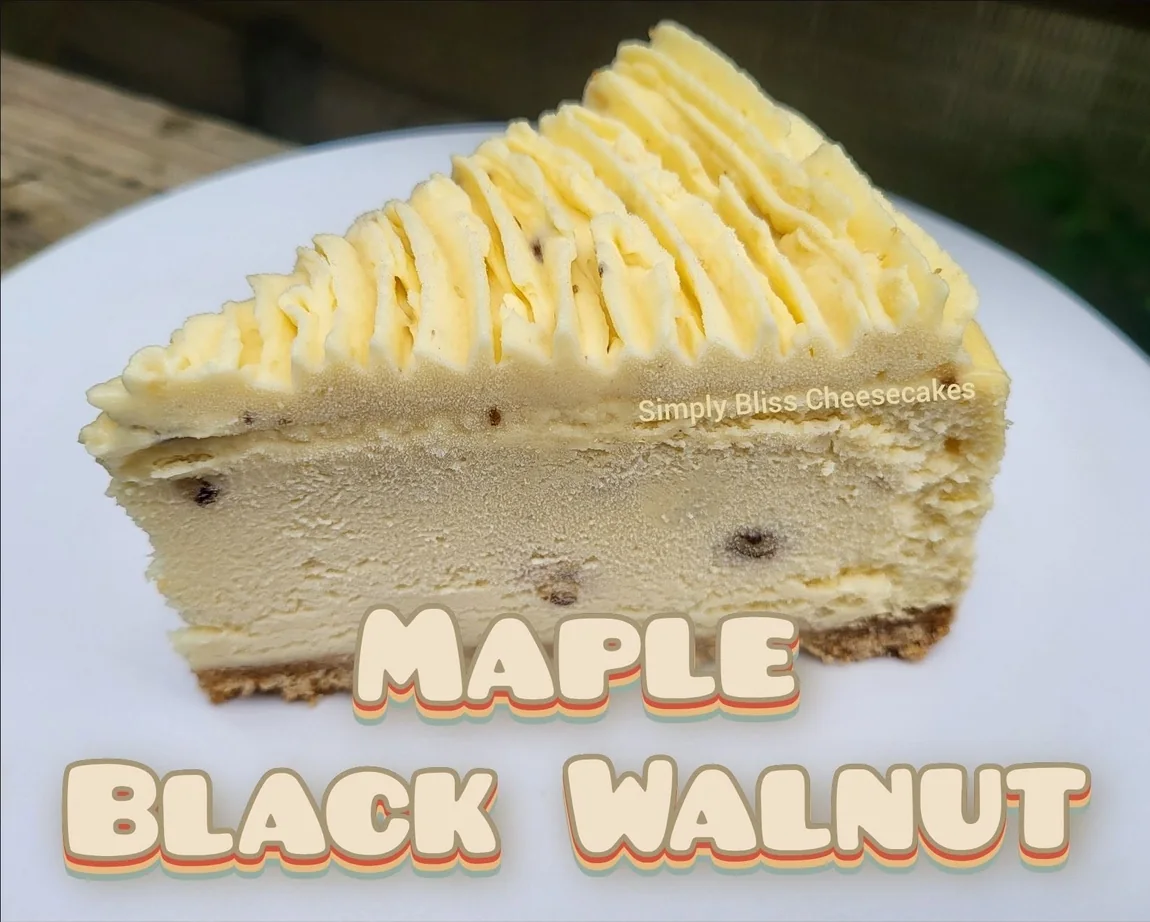 Simply Bliss Maple Black Walnut cheesecake photographed by the bakery