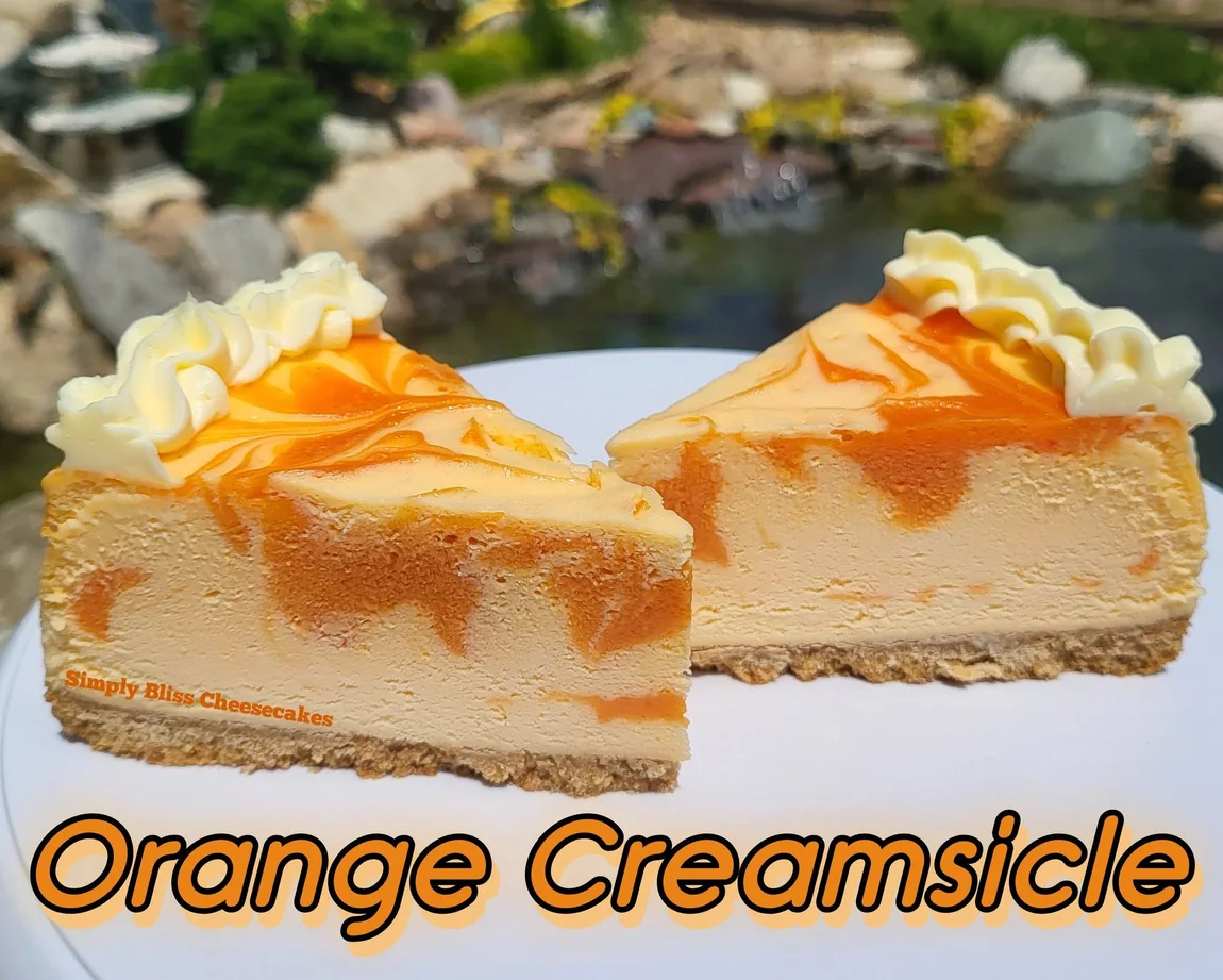 Simply Bliss Orange Creamsicle cheesecake photographed by the bakery