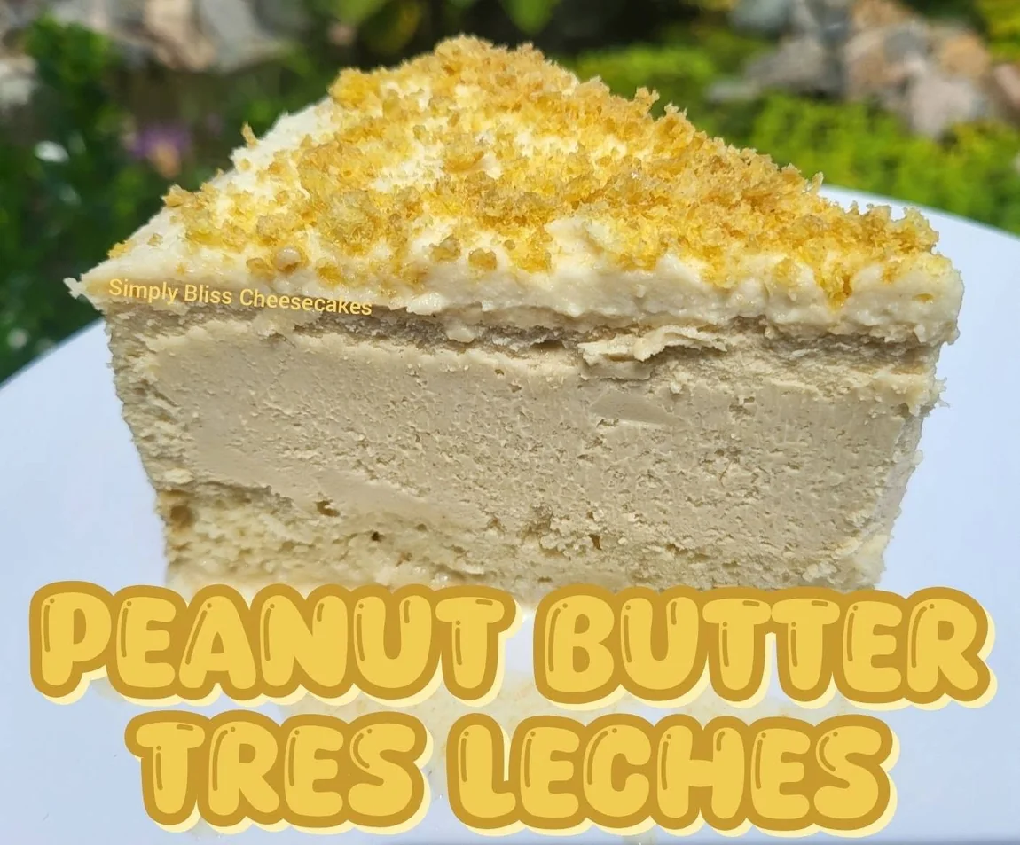 Simply Bliss Peanut Butter Tres Leches cheesecake photographed by the bakery