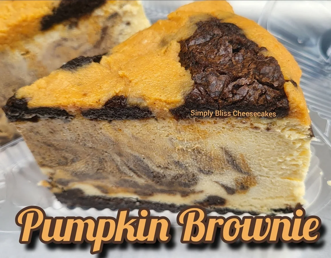 Simply Bliss Pumpkin Brownie cheesecake photographed by the bakery