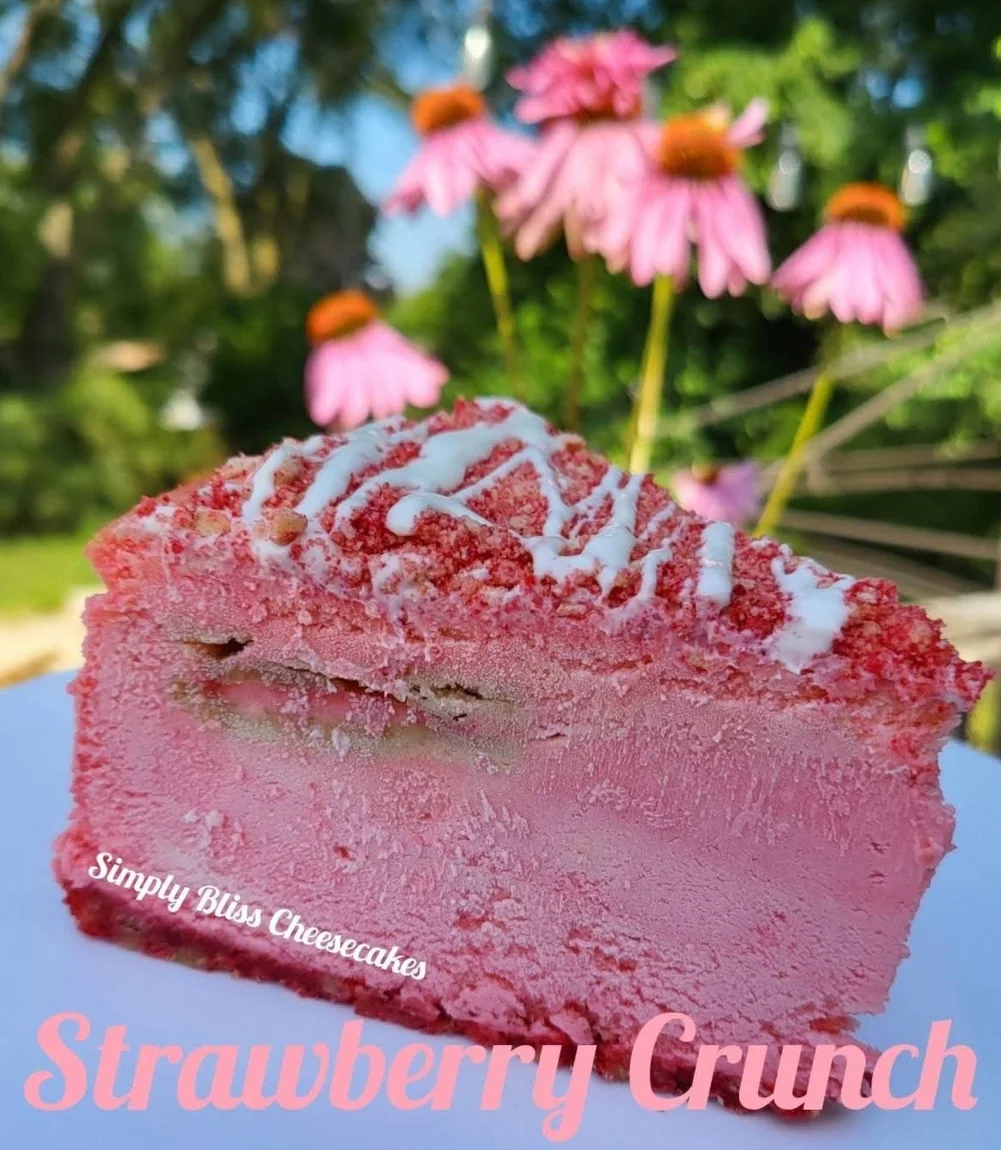 Simply Bliss Strawberry Crunch cheesecake photographed by the bakery