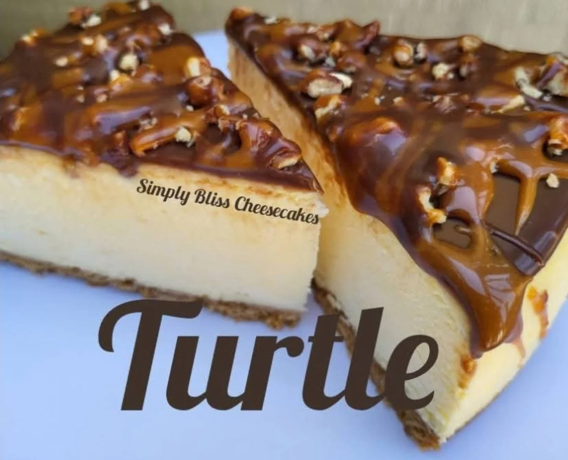 Simply Bliss Turtle cheesecake photographed by the bakery